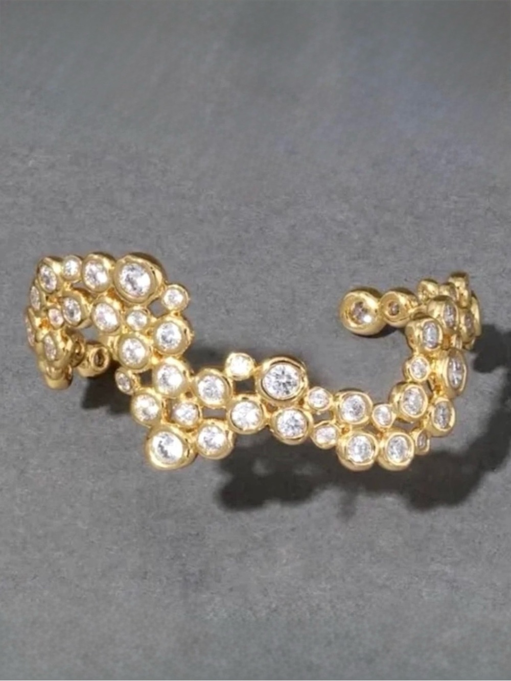 NEW Alexis Bittar Asterales Cubic Zirconia Wave Cuff Bracelet Gold Clear AU09